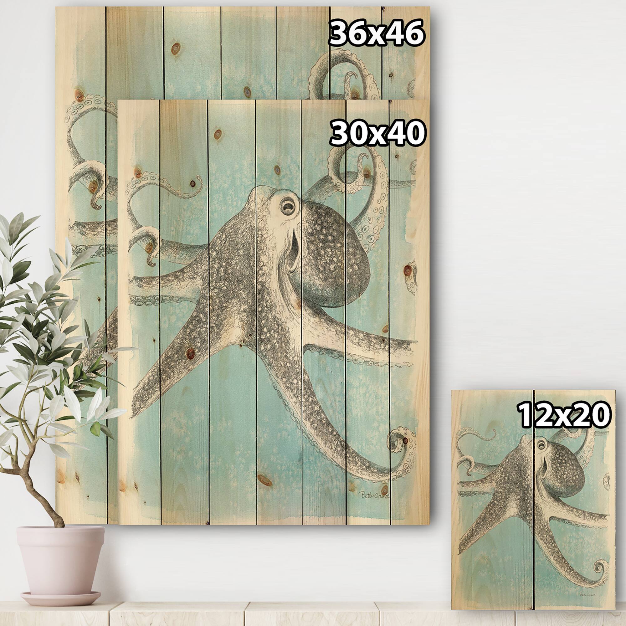 Designart - Coastal Sea Life II octopus sketches